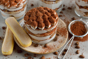 Tiramisu dessert in a glass