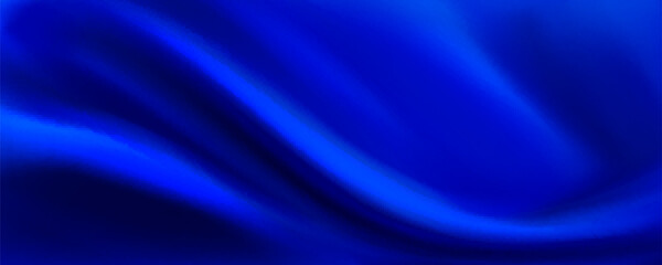Blue silk fabric background, luxury satin cloth wave texture. Smooth abstract royal curtain velvet pattern with drapery. Elegant navy color material for grand fashion event decoration illustration