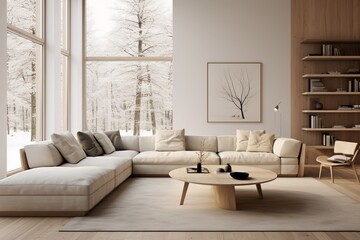 Design a minimalist living room with a touch of Scandinavian elegance