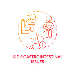 2D gradient icon kids gastrointestinal issues concept, isolated vector, illustration representing parenting children with health issues.