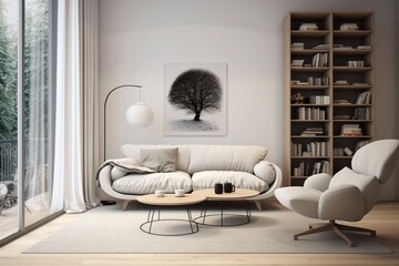 Design a minimalist living room with a touch of Scandinavian elegance