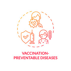 2D gradient icon vaccination preventable diseases concept, isolated vector, illustration representing parenting children with health issues.
