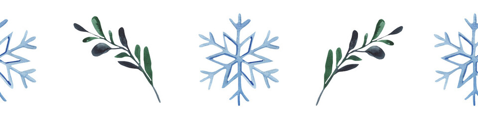Watercolor winter border illustration isolated on white for winter wedding stationary, greetings cards, wallpapers, crafting.
