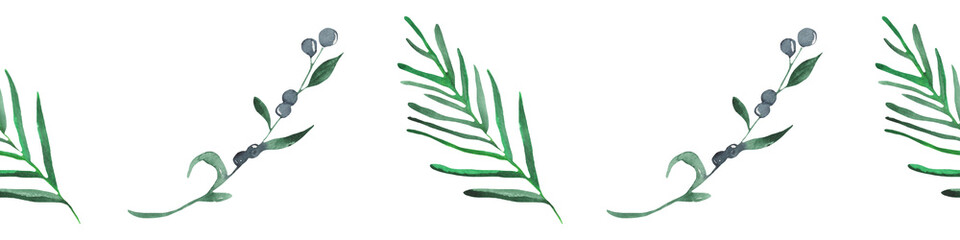 Watercolor winter border illustration isolated on white for winter wedding stationary, greetings cards, wallpapers, crafting.