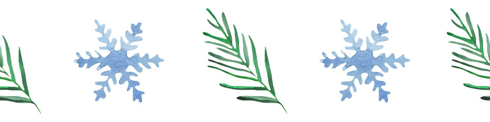 Watercolor winter border illustration isolated on white for winter wedding stationary, greetings cards, wallpapers, crafting.