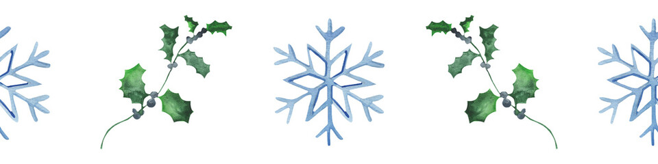 Watercolor winter border illustration isolated on white for winter wedding stationary, greetings cards, wallpapers, crafting.