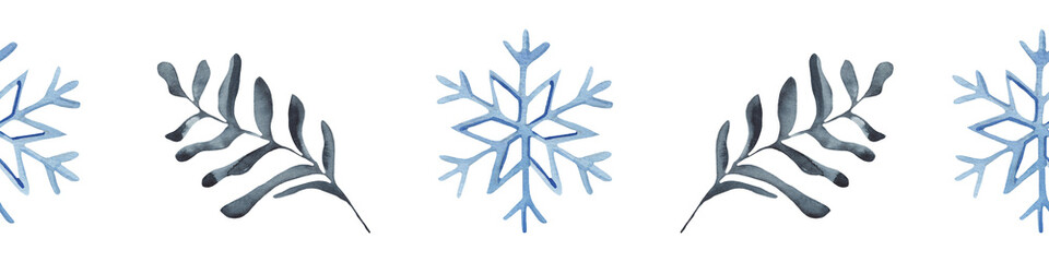 Watercolor winter border illustration isolated on white for winter wedding stationary, greetings cards, wallpapers, crafting.