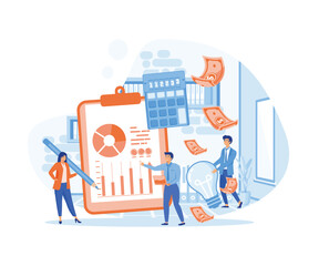 Business operation research and analysis. Professional financial management. Financial inspection and analytic. flat vector modern illustration