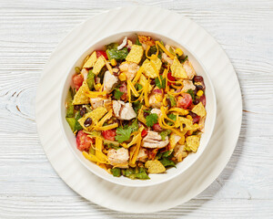 mexican rotisserie chicken salad in white bowl