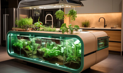 hydrophonic modern kitchen interior 
