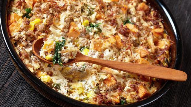 Sausage Hash Brown Breakfast Casserole, Top View