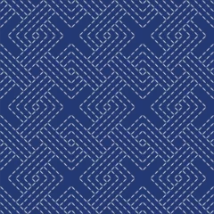 Fotobehang Japanese Sashiko Seamless Vector Patterns. Asian Embroidery Motifs. Abstract Repeating Geometric Background © simeonvd