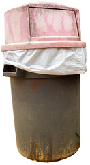 Beat up old dirty trash can