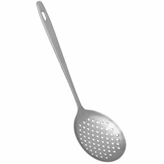 Stainless steel skimming ladle or skimmer spoon isolated on white background
