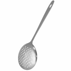 Stainless steel skimming ladle or skimmer spoon isolated on white background