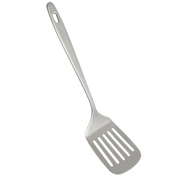 Stainless steel spatula turner isolated on white background.