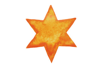 Star of David watercolor illustration. Six pointed geometric figure and light blue artistic gradient.