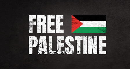 Free Palestine. National flag. Black background. 3d illustration