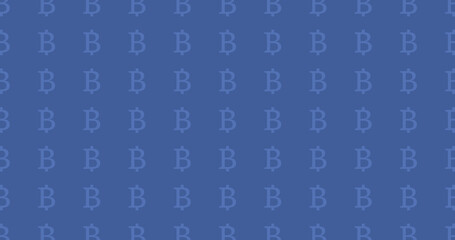 Fototapeta premium Rows of bitcoin symbols on blue background