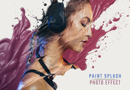 Spilled Paint Photo Effect Mockup. Generative Ai Paint
