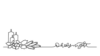 Christmas card candle mistletoe holy berry and o holy night letter, for invitation, background