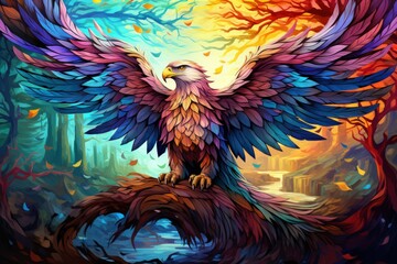 Fototapeta premium Loyal griffins, majestic creatures with the body of a lion and the wings of an eagle - Generative AI