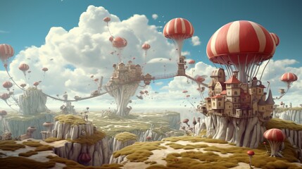 Mushroom house illustration. Huge fly agaric with apartments.
