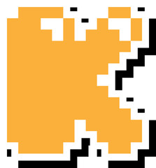 Fototapeta premium K, pixel bubble bit game fun retro font text glyph