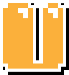 U, pixel bubble bit game fun retro font text glyph