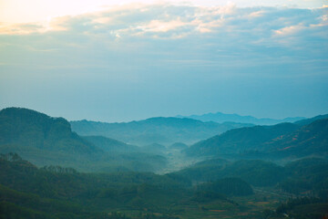 Wuyishan, Wuyishan City, Fujian Province - Aerial view of cityscape and mountains