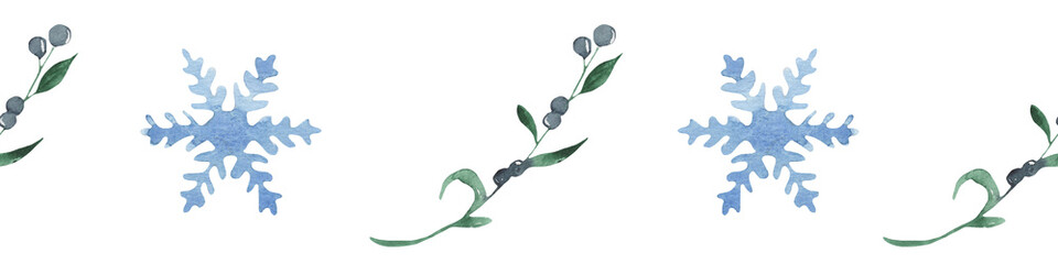 Watercolor winter border illustration isolated on white for winter wedding stationary, greetings cards, wallpapers, crafting.