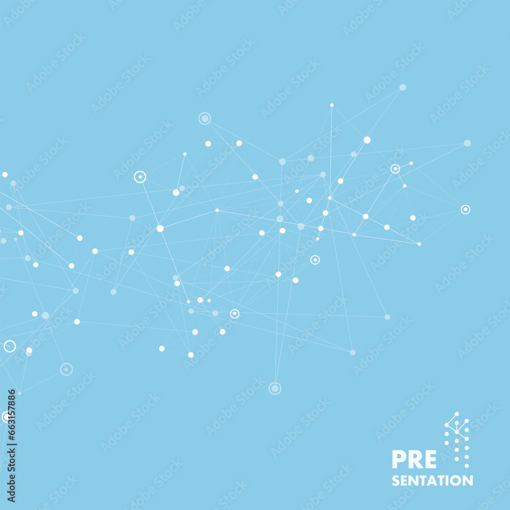 Aufkleber Abstract polygonal design with connecting dots and lines. Network science background