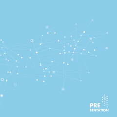 Abstract polygonal design with connecting dots and lines. Network science background