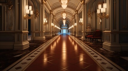 A luxurious 5 star hotel corridor. - obrazy, fototapety, plakaty