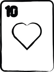 Hearts card hand drawn vector illustration