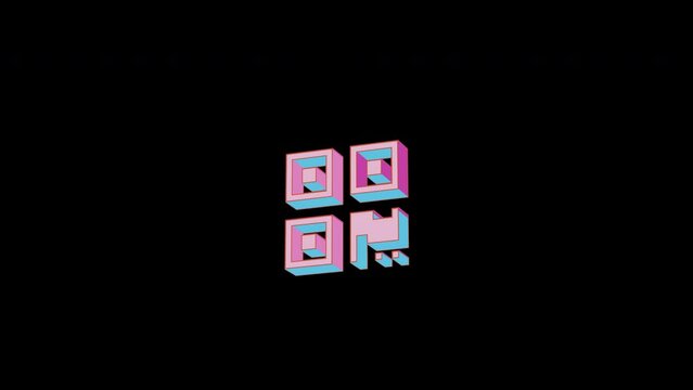 Bright qrcode icon is jumping merrily. Retro style. Alpha channel black. Looped from frame 120 to 240, Alpha BW at the end