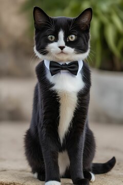 A picture of a cute tuxedo kitten.the sitting figure of a cat. Generative AI