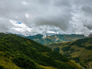 Breathtaking view of the stunning mountain landscape of Kvesheti-Kobi, Georgia