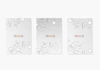 Brochure hexagons abstract pattern. Lines and dots connect background. Annual report, flyer template, web presentation template, cover book or magazine