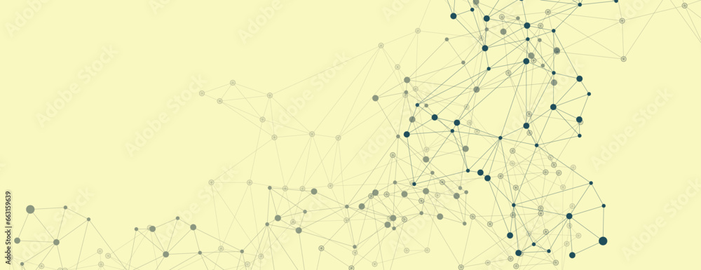 Poster Abstract connect dots and lines on yellow background. Science and technology vector illustration