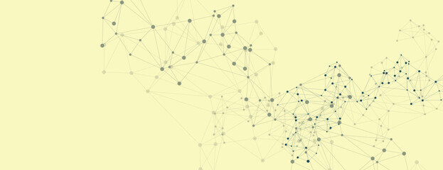 Abstract connect dots and lines on yellow background. Science and technology vector illustration