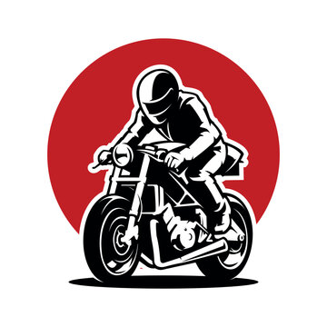 Motorcycle and Biker Silhouette Illustration Vector