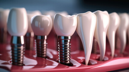 Implant tooth installation, Close up of dental teeth implant.