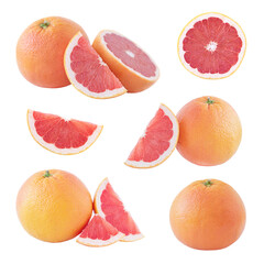 Set of grapefruits isolated on white background.