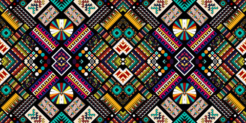Stunning geometric background.contemporary tribal style seamless pattern.pattern ethnic graphic design print.Henna Mandala.Tribal African Inspired Pattern.carpet,wallpaper,wrapping,embroidery style - obrazy, fototapety, plakaty