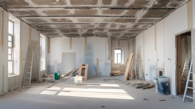 Empty Under Construction Room In Home, Living Space Units.