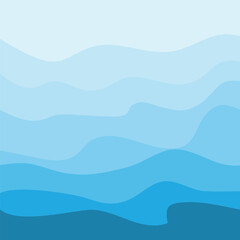 Water Wave Background Design, Abstract Vector Blue Ocean Walpaper Template