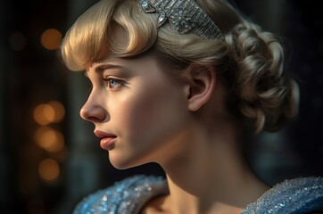 Realistic image of Cinderella. Lovely and charming fairytale royal princess. Generate ai