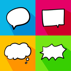 cartoon comic balloon speech bubbles in flat style