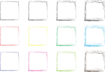 Charcoal pen rectangle borders, Grunge square and rectangle frames, Hand drawn doodle grunge square, Marker scratch scribble scrawl frames, Vector illustration of freehand painted angular note.